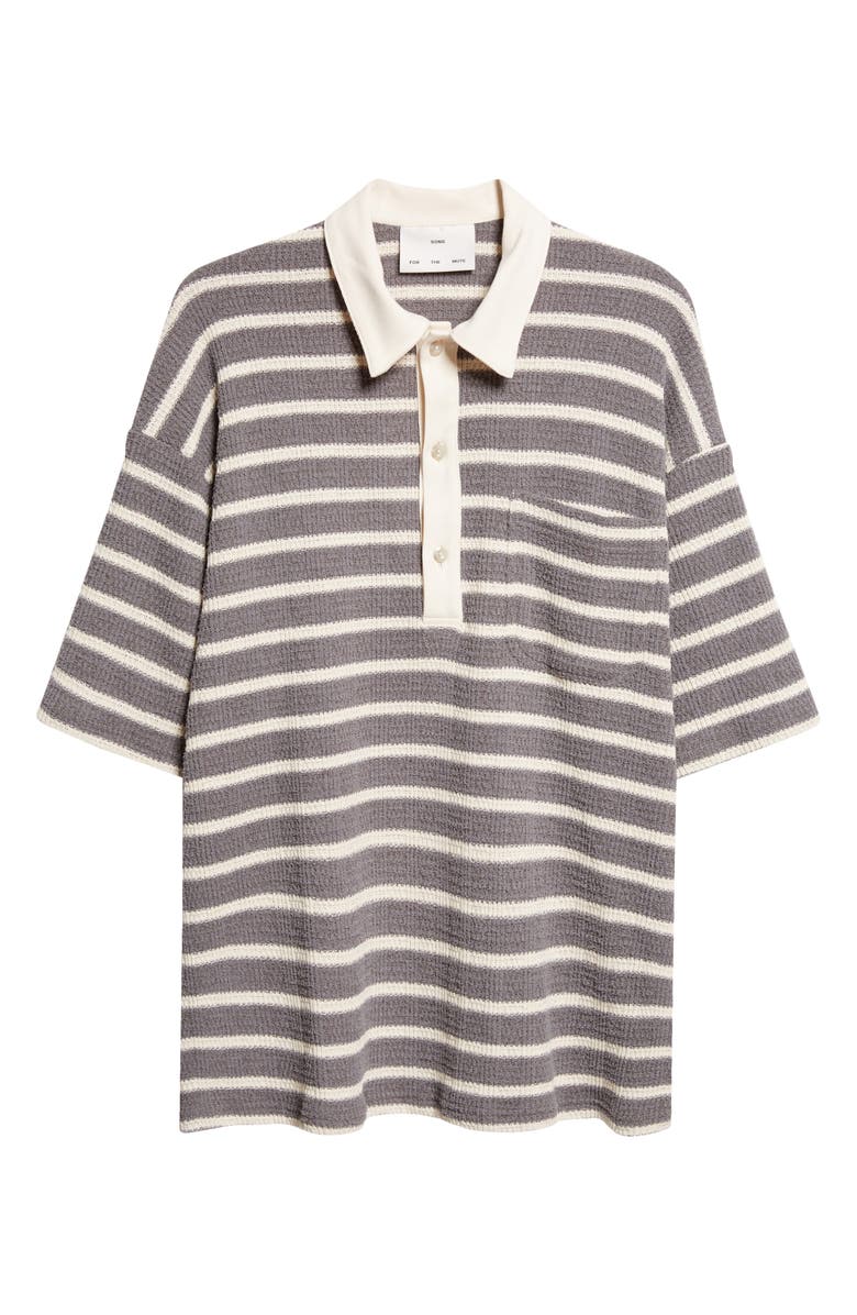 SONG FOR THE MUTE Gym Stripe Bouclé Polo, Main, color, Grey