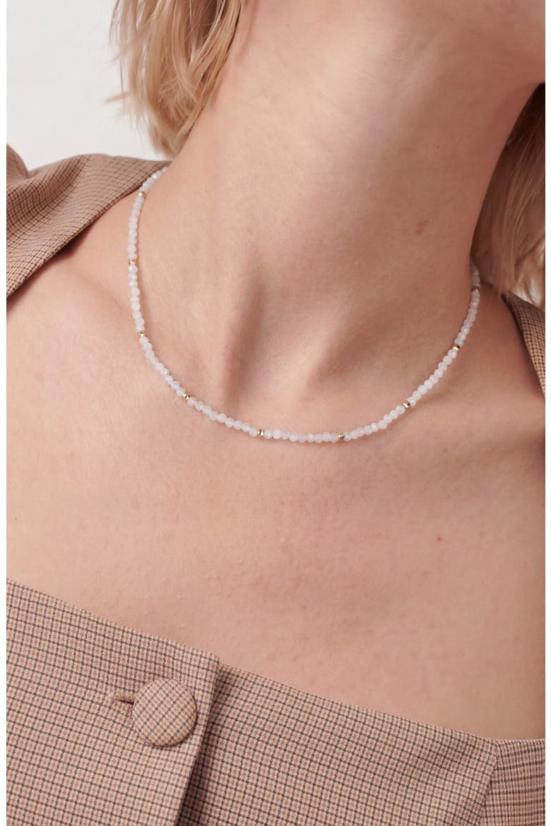 Moonstone 14k Gold Plated Necklace, Alternate, color, WHITE/ GOLD