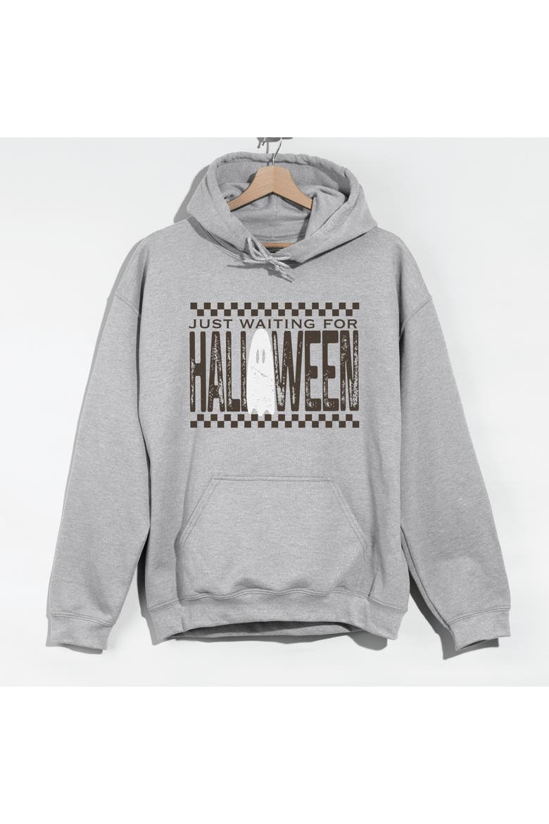 Just Waiting For Halloween Checkered Hoodie, Alternate, color, Graphite