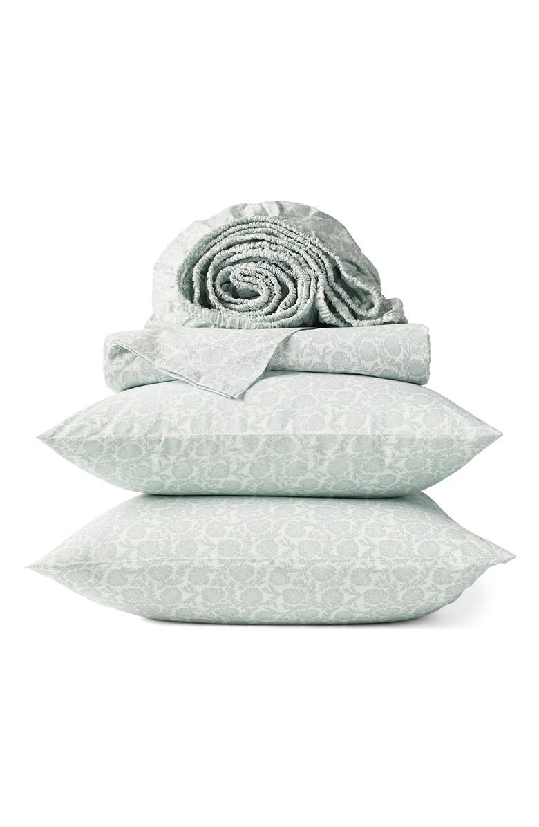 Coyuchi Print Organic Cotton Percale Sheet Set, Main, color, Dew Robles