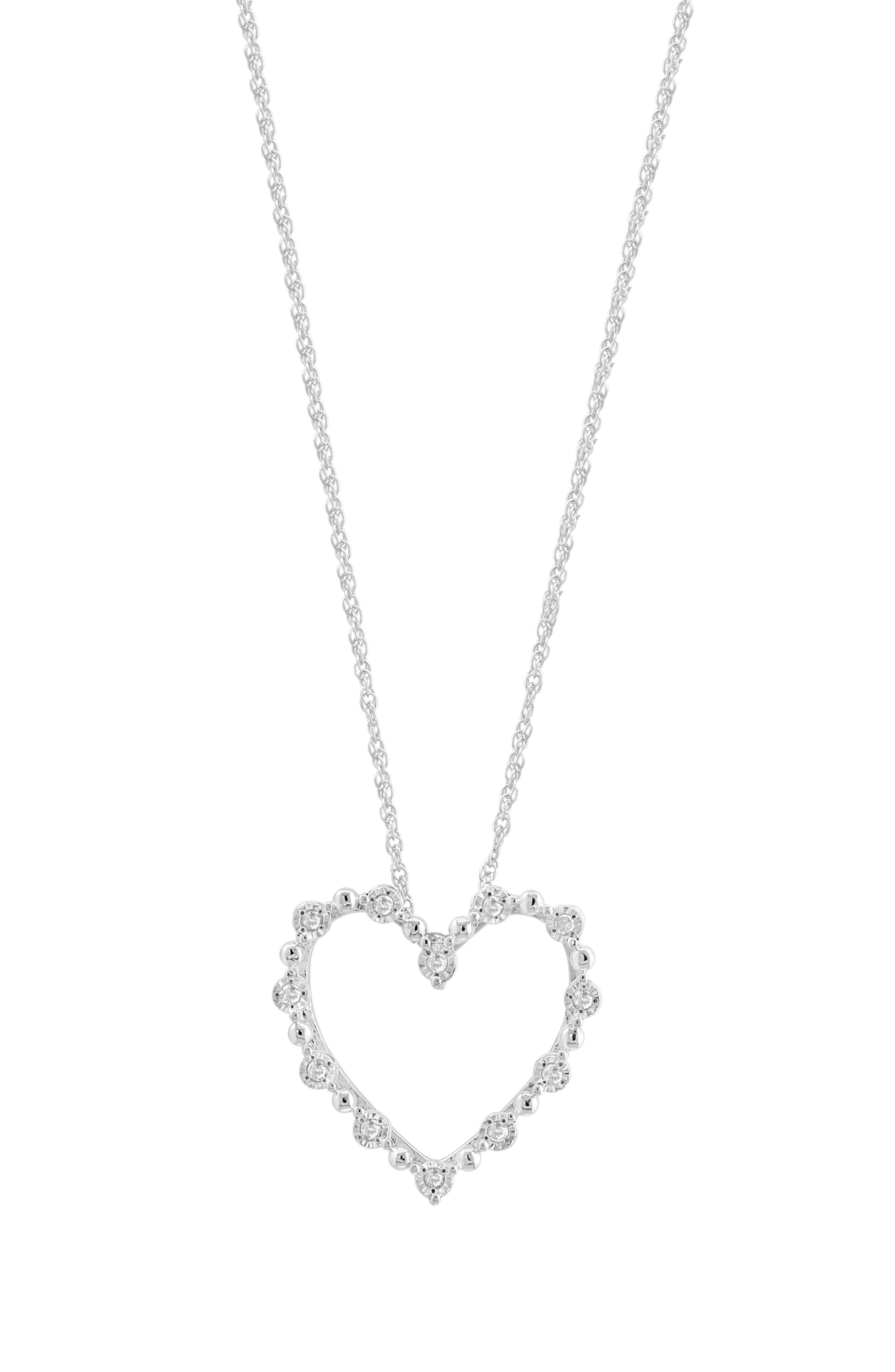 EFFY Sterling Silver Diamond Heart Pendant Necklace