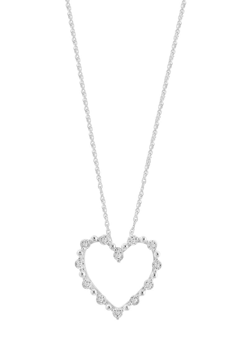 Sterling Silver Diamond Heart Pendant Necklace, Main, color, SILVER