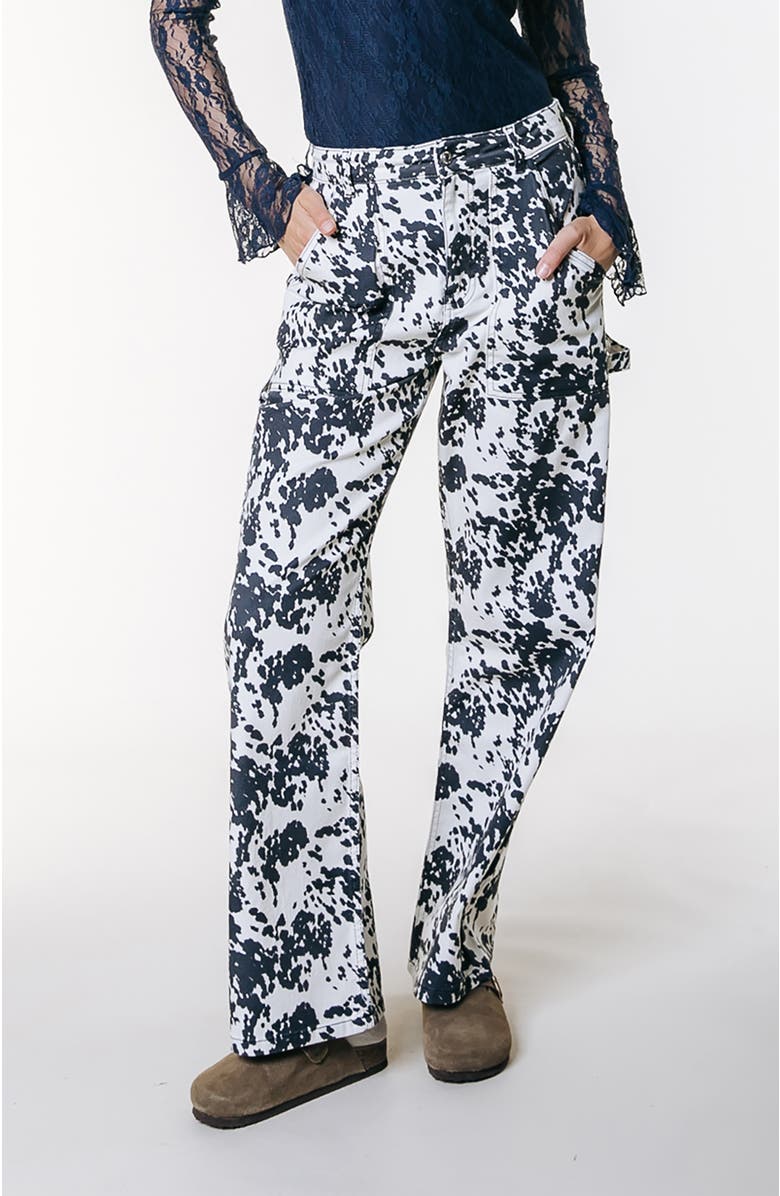 Colourful Rebel Tinsley Cow Denim Worker Pant, Main, color, Blue