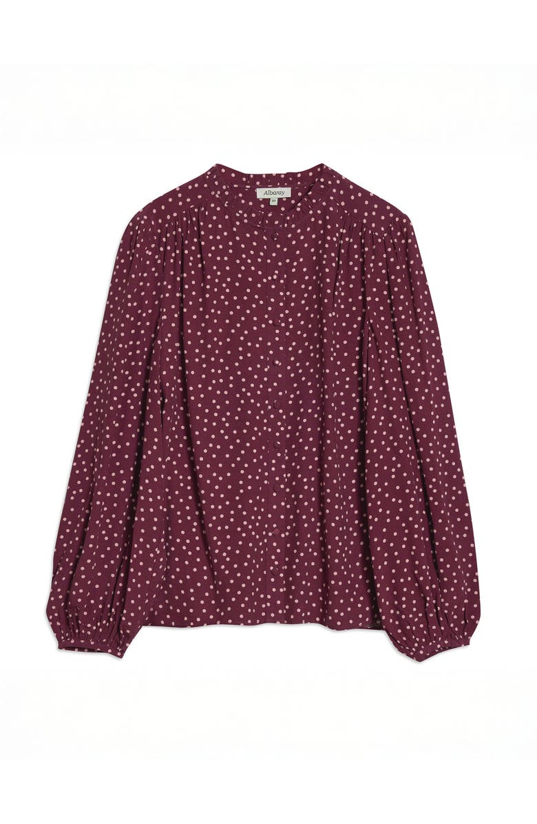 Albaray Long Sleeve Spot Print Blouse, Alternate, color, Burgundy