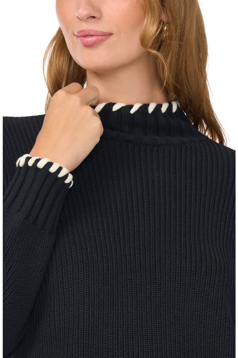 Whipstitch Turtleneck Sweater, Alternate, color, RICH BLACK