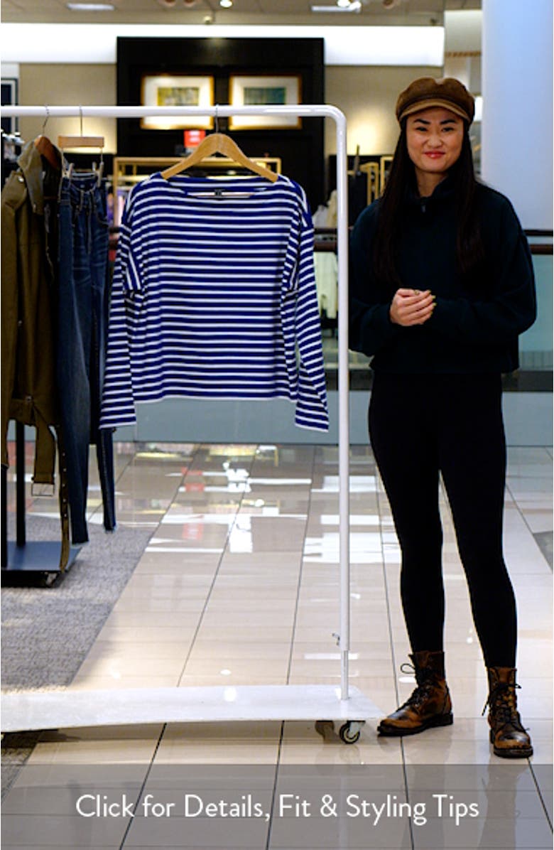 Stripe Cotton Boat Neck Top, sales video thumbnail