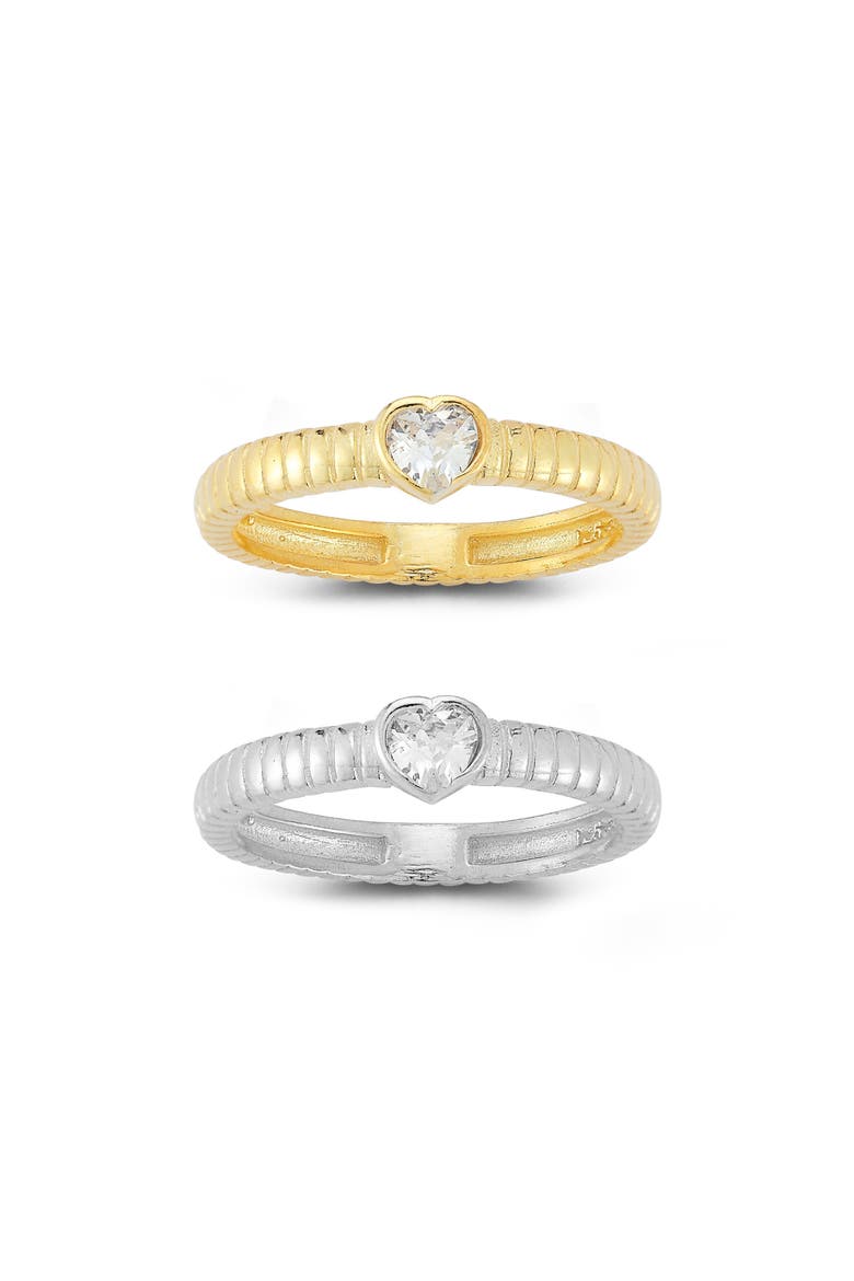 Set of 2 Heart Rings, Main, color, SILVER