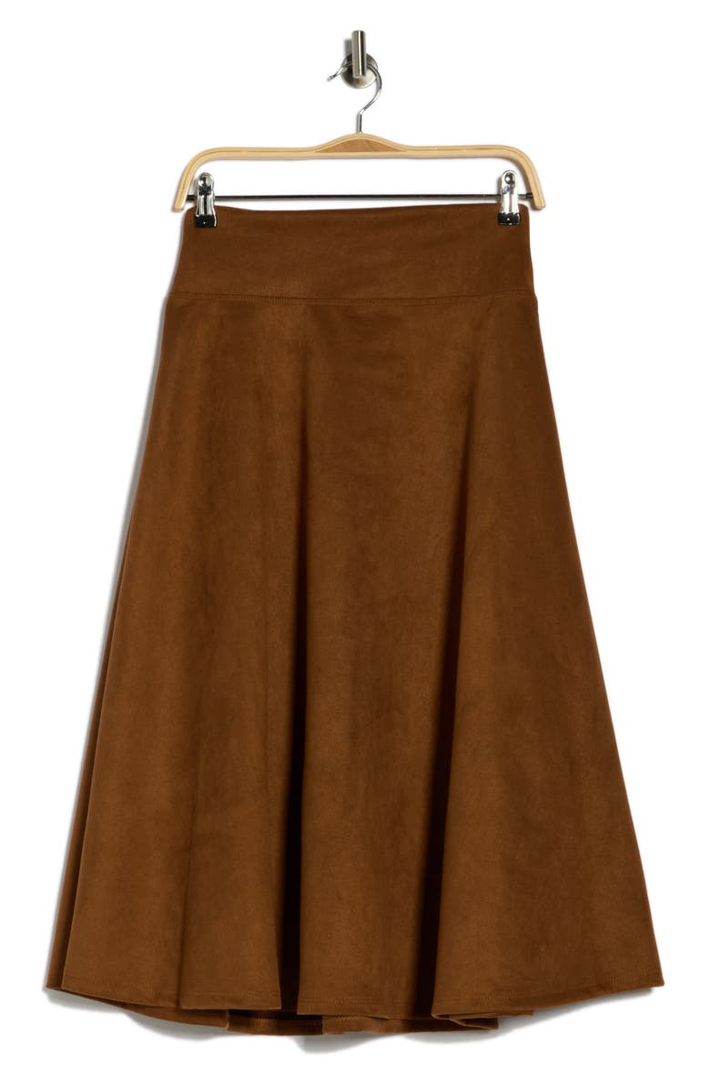 Faux Suede Flare Skirt, Alternate, color, CAMEL