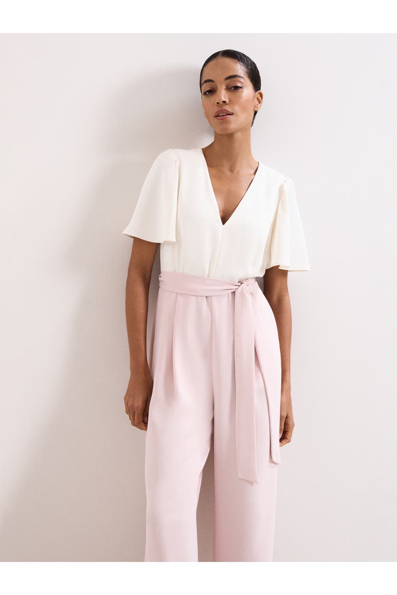 Kallie V-Neck Wide Leg Jumpsuit, Alternate, color, Pale Pink