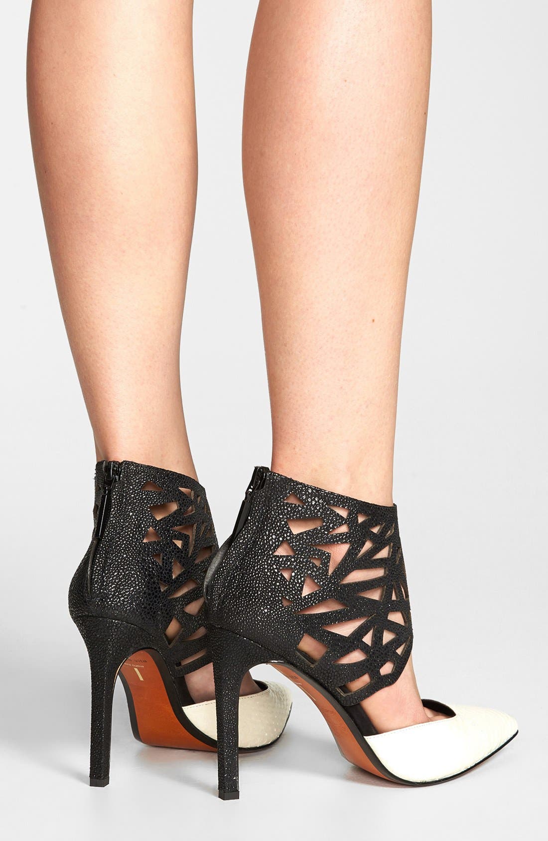 'Kadyn' Pump, Alternate, color, BLACK/  WHITE