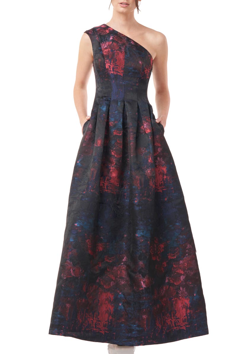 Kay Unger Cara One-Shoulder Gown, Main, color, 