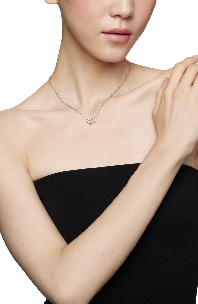 David Yurman Double Heart Pendant Necklace, Alternate, color, Sterling Silver