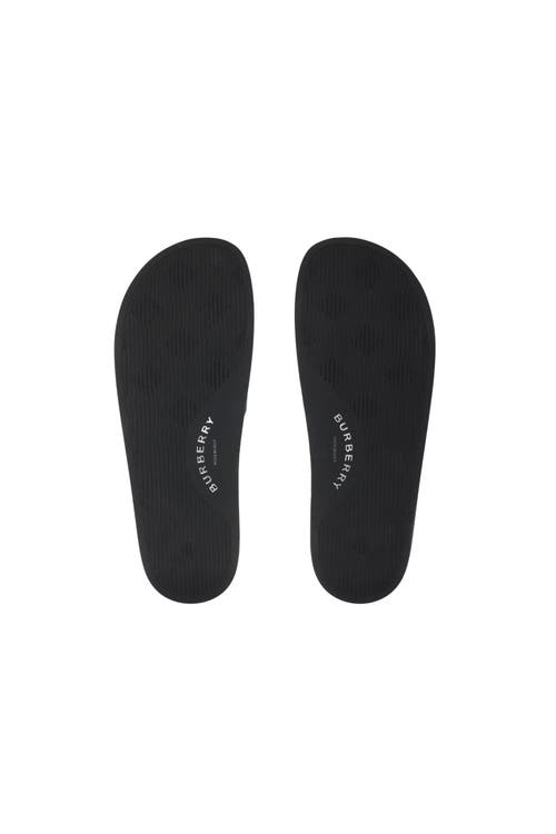 Burberry Check Print Slides In Black