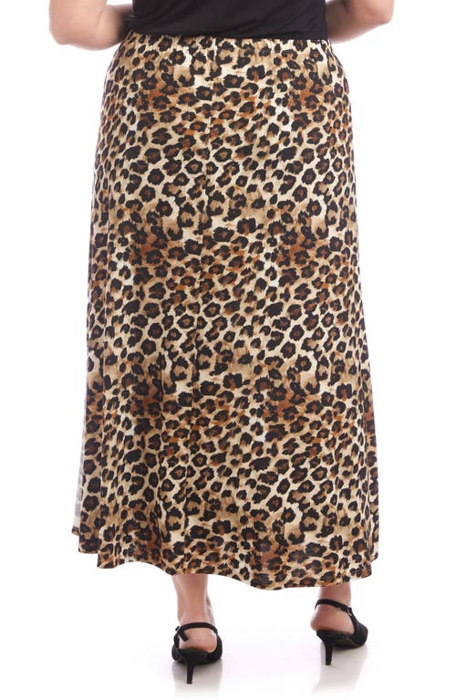 Karen Kane Leopard Print Side Slit Maxi Skirt In Brown