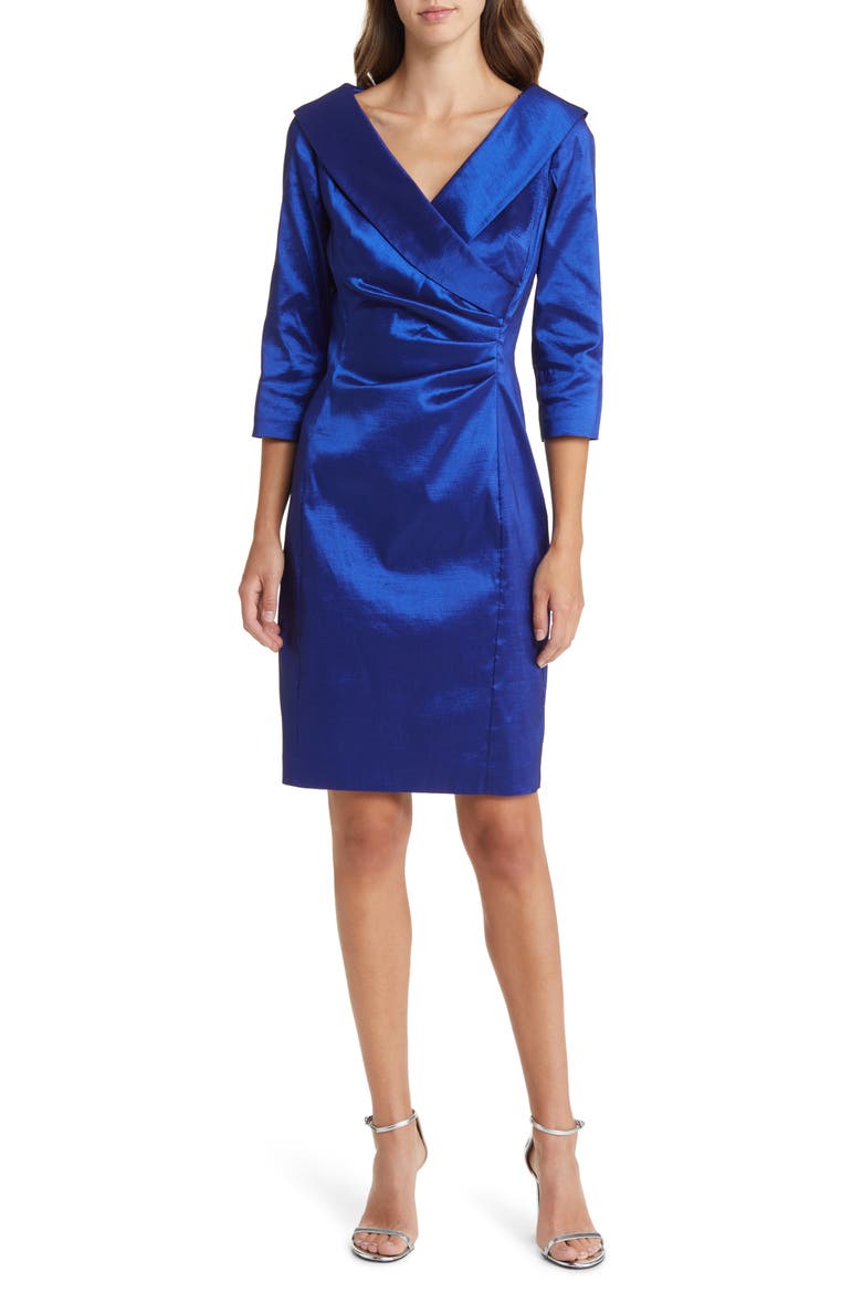 Taffeta Sheath Cocktail Dress, Main, color, ROYAL
