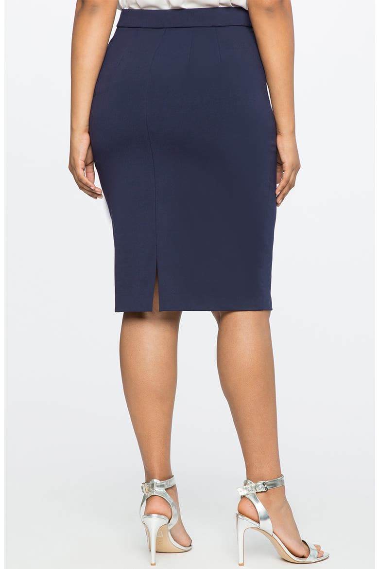 The Ultimate Stretch Midi Pencil Skirt, Alternate, color, NAVY