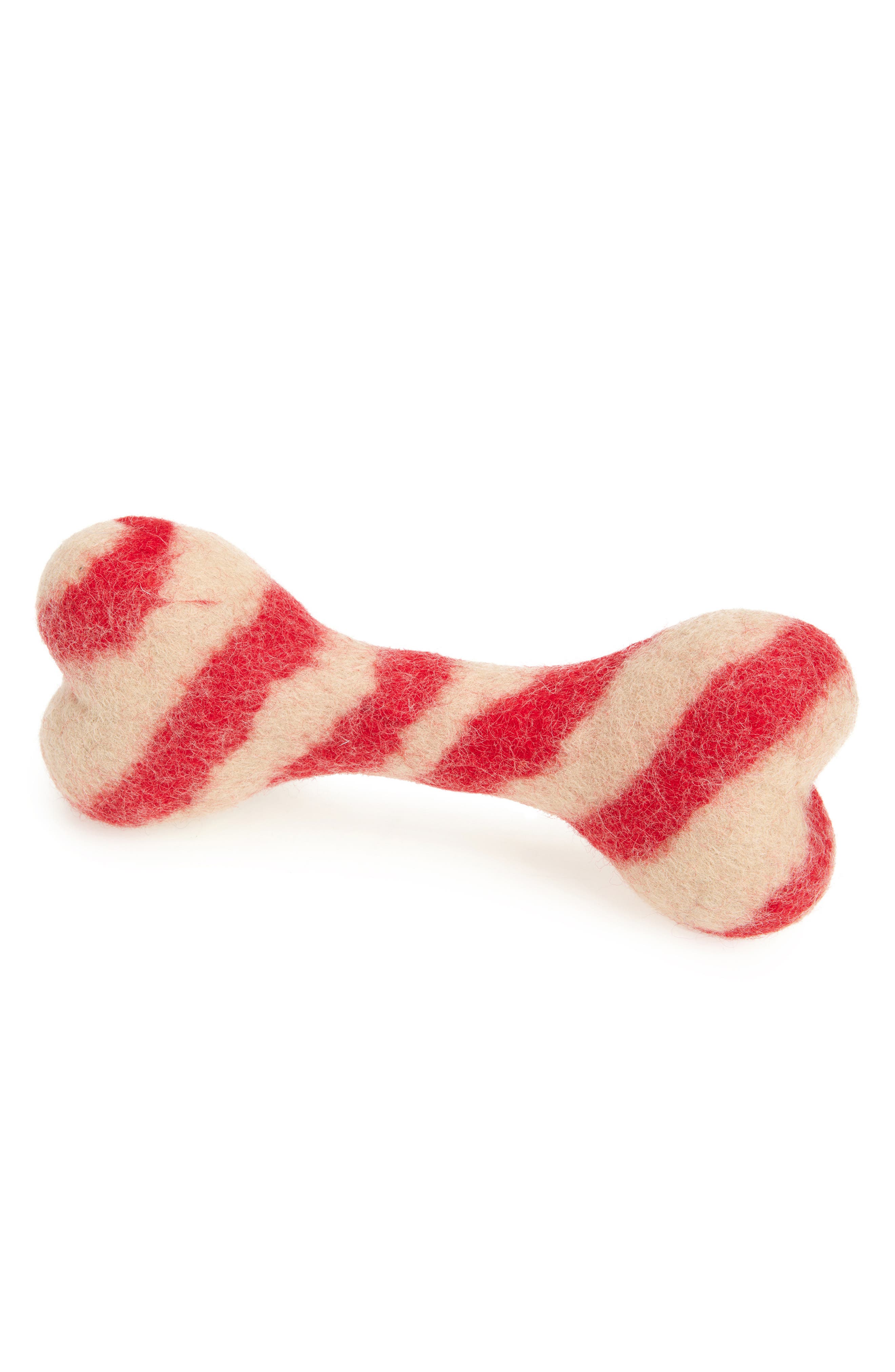 MODERNBEAST Candy Cane Bone Felted Wool Pet Toy in Large 