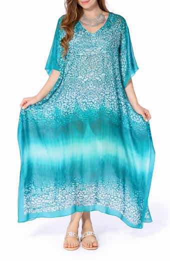 RANEES Animal Print V-Neck Maxi Caftan