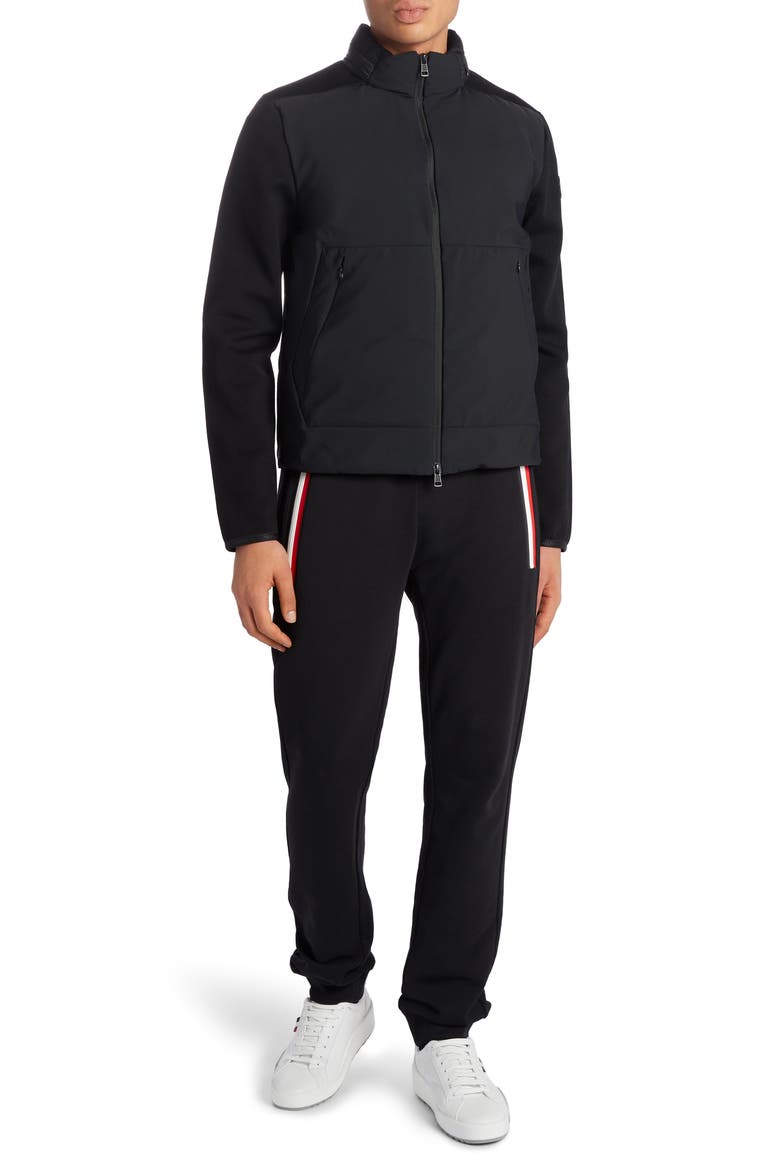Nylon Front Tricot Jacket, Alternate, color, BLACK