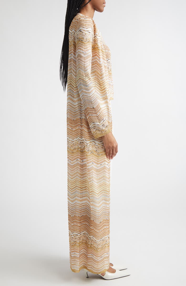 Missoni Metallic Zigzag Jacquard Duster, Alternate, color, Light Gold Tones