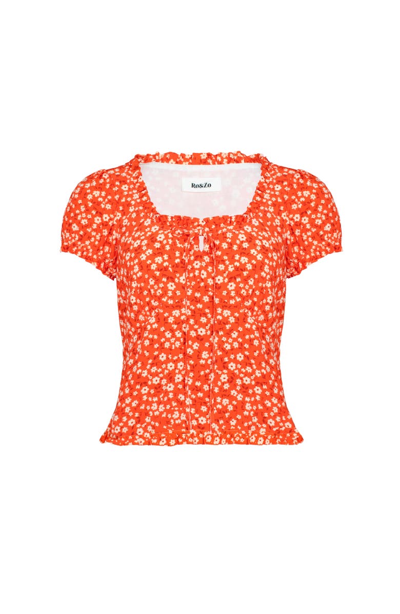 Ro&Zo Ditsy Empire Seam Top, Alternate, color, Red