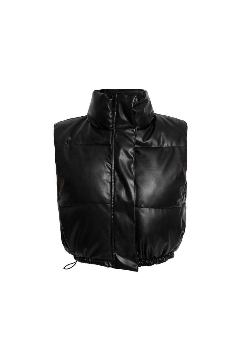 Riley Quilted Leather Vest, Main, color, Black