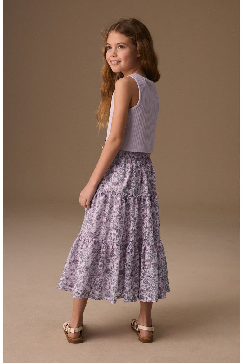 Kids' Rib Tank & Floral Skirt Set, Alternate, color, PURPLE