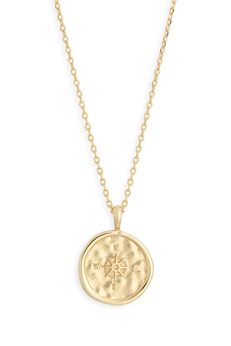 Compass Disc Pendant Necklace, Alternate, color, GOLD