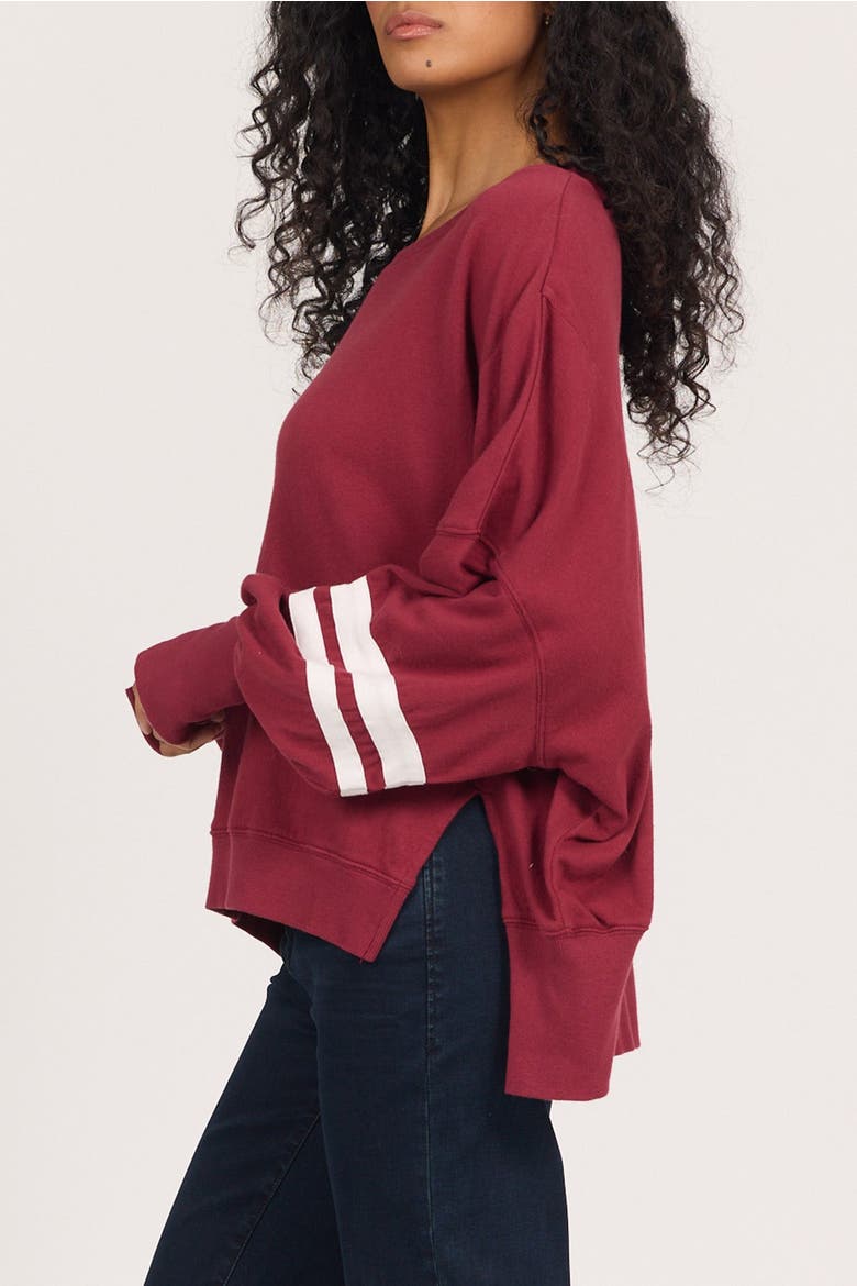 Trenton Oversized Terry Striped Sweatshirt, Alternate, color, Tibetan Red