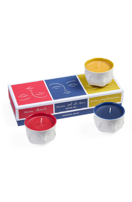 Jonathan Adler Muse Couleur Votive Candle Set In Red/blue/yellow