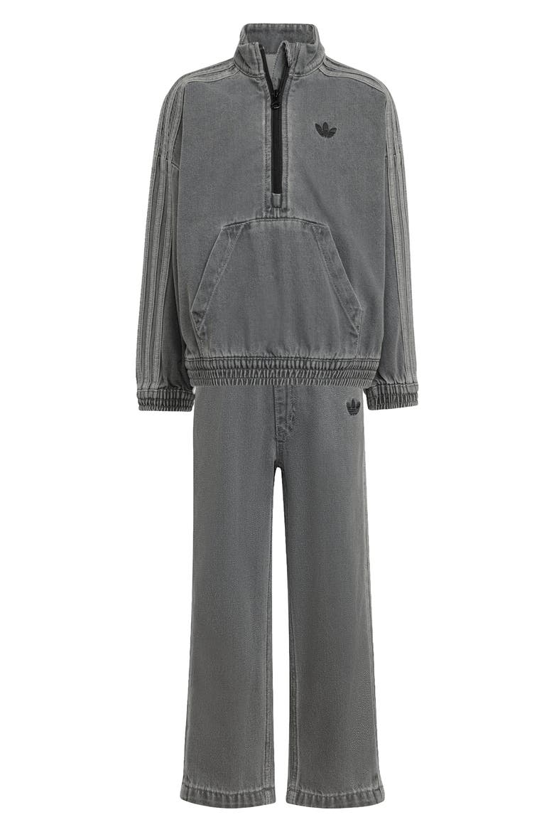 Kids' Denim Half Zip Sweatshirt & Sweatpants Set, Alternate, color, LIGHT DENIM