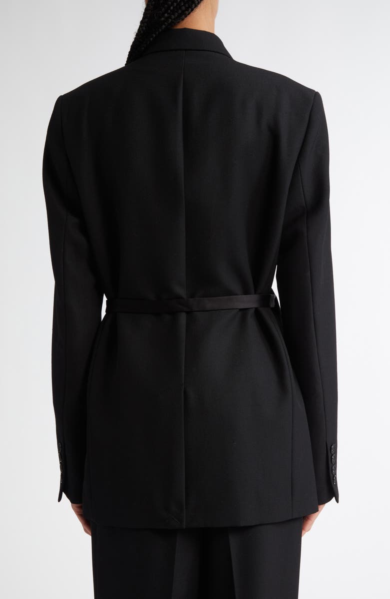 TOTEME Satin Lapel Recycled Polyester & Wool Wrap Blazer, Alternate, color, Black