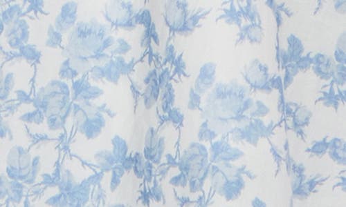 En Saison Ruffle Smocked Cotton Minidress In Ivory/blue Floral
