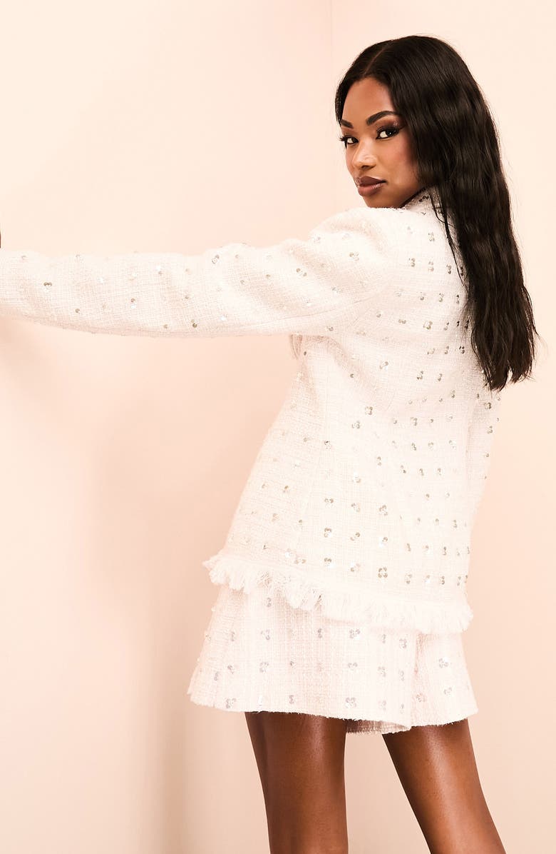 ASOS DESIGN Sequin Bouclé Shorts, Alternate, color, 