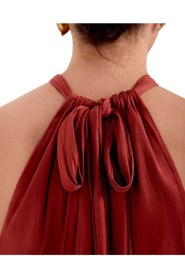Ruffle Halter Neck Maxi Dress, Alternate, color, Brown