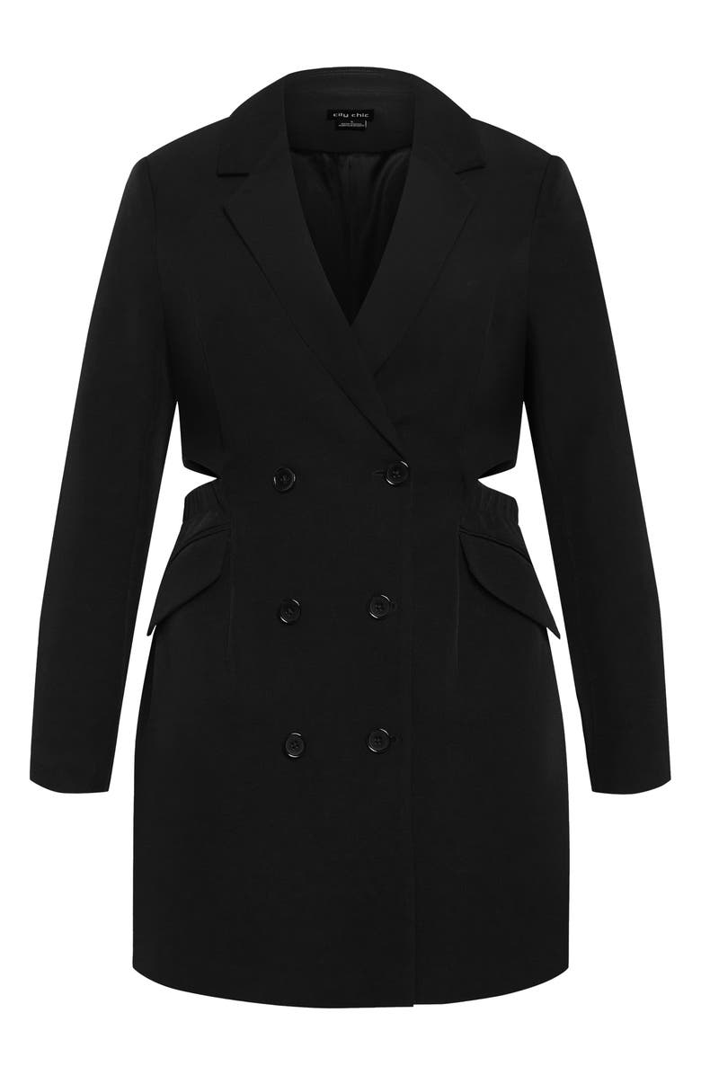 City Chic Twyla Long Sleeve Tuxedo Dress, Alternate, color,