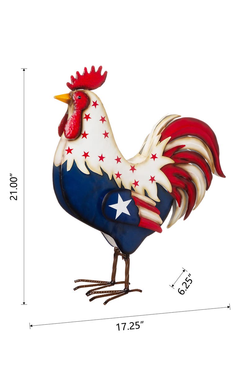 Glitzhome 21"H Metal Patriotic Americana Rooster Porch Decor, Alternate, color, Blue
