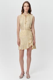 Exquise Aubert Asymmetrical Ruffle Hem Printed Mini Skirt