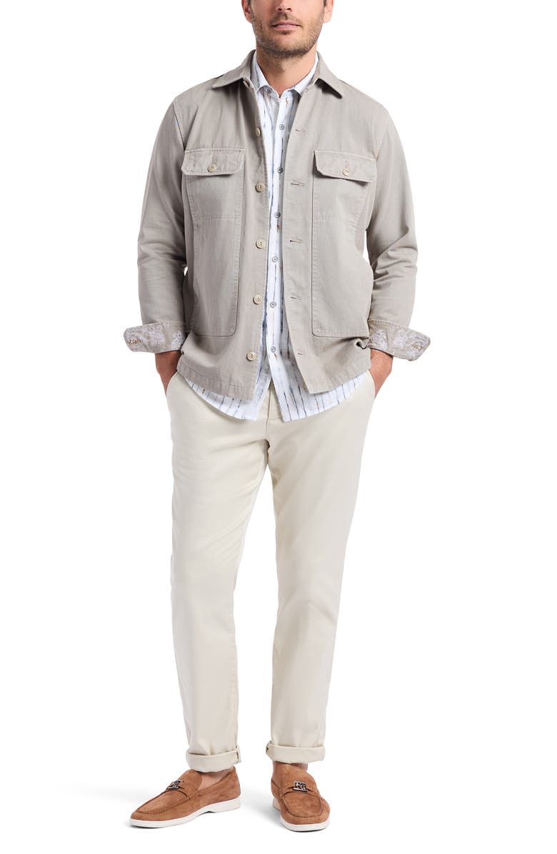 Robert Graham Guston Woven Cotton Shirt Jacket, Alternate, color, Cement