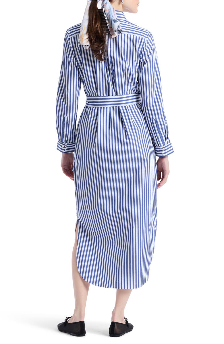 Robert Graham Leona Stripe Long Sleeve Midi Shirtdress, Alternate, color, Navy