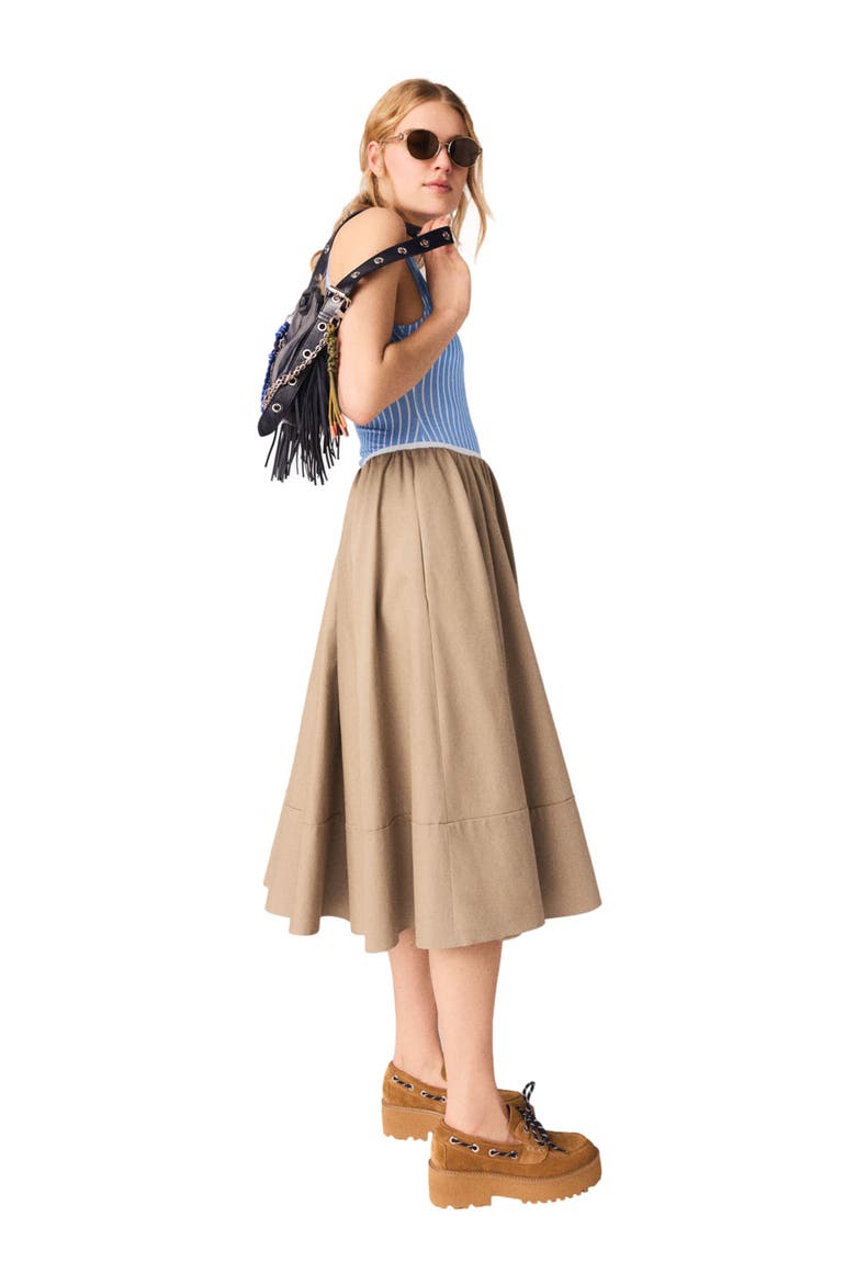 Mid-length cotton skirt, Alternate, color, Mastic beige
