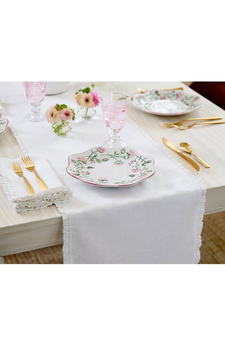 Solino Home Linen Table Runner for Dining Table, Holiday and Everyday Table Decor - Juliette Ruffle, Alternate, color, White