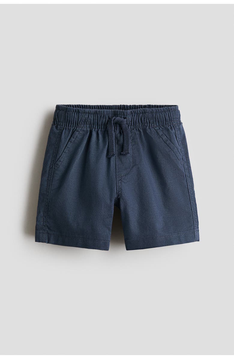 H&M Linen-blend Shorts, Main, color, Dark Blue