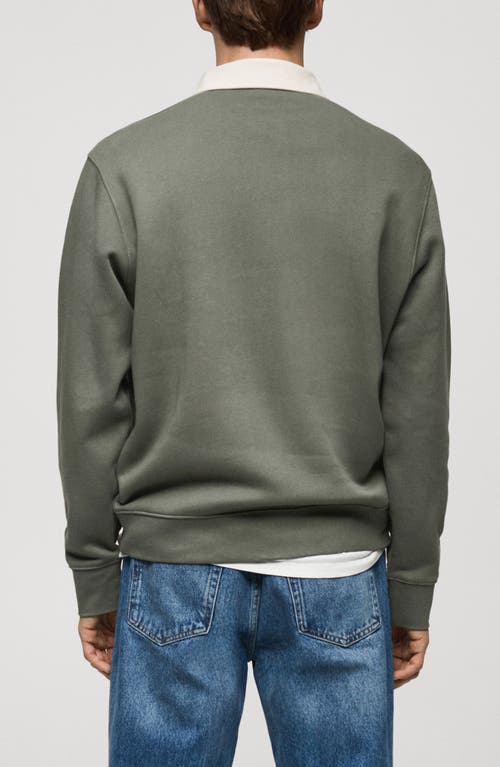 Mango Men's Front Text Polo Sweatshirt In Green