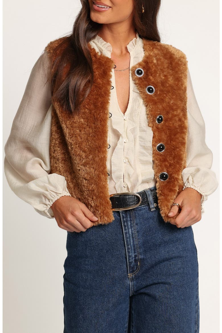 Beslie High Pile Fleece Vest, Main, color, CAMEL