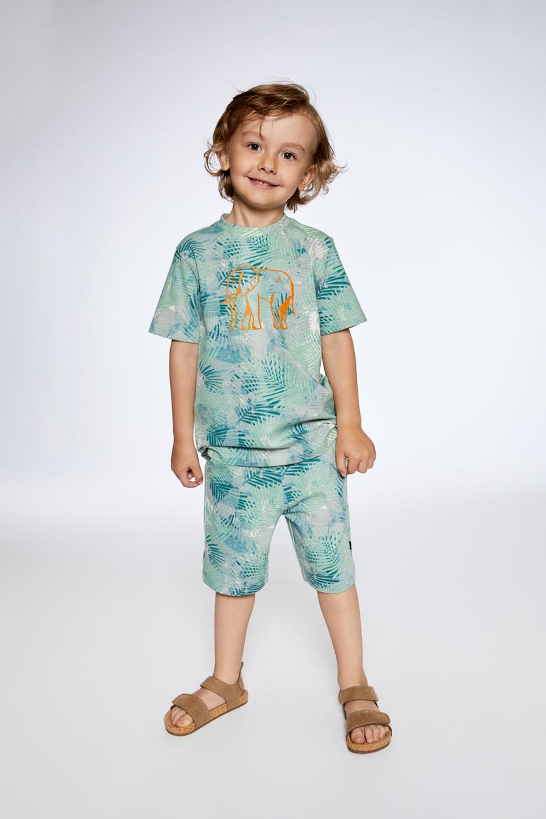 Baby Boy's Organic Cotton Printed T-Shirt Green Jungle Leaves Print, Alternate, color, Green Jungle Leaves Print
