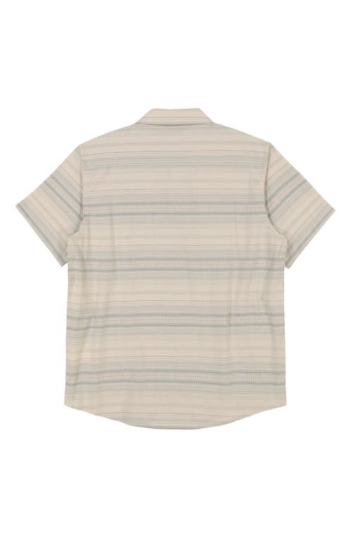 Billabong Kids' All Day Stripe Short Sleeve Cotton Button-up Shirt In Desert Sand