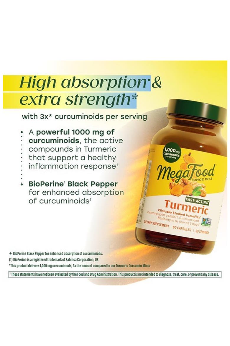 Fast-Acting Turmeric Supplement, Clinically Studied, Joint Supplement with Black Pepper, 60 Capsules, Alternate, color, None