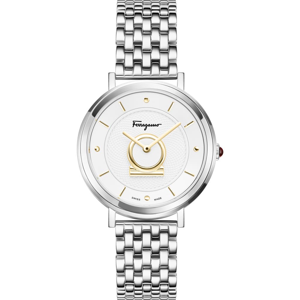 Ferragamo Minuetto Bracelet Watch, 36mm In Silver