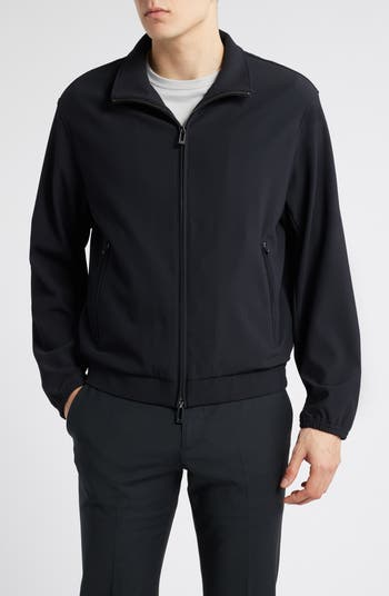 フード付きブルゾン 撥水ナイロン素材 ロゴパッチ | Emporio Armani